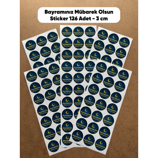 Bayramınız Mübarek Olsun Sticker 126 Adet 3 Cm Kargo Ambala Etiketi Hediyelik Paketleme Süsleme