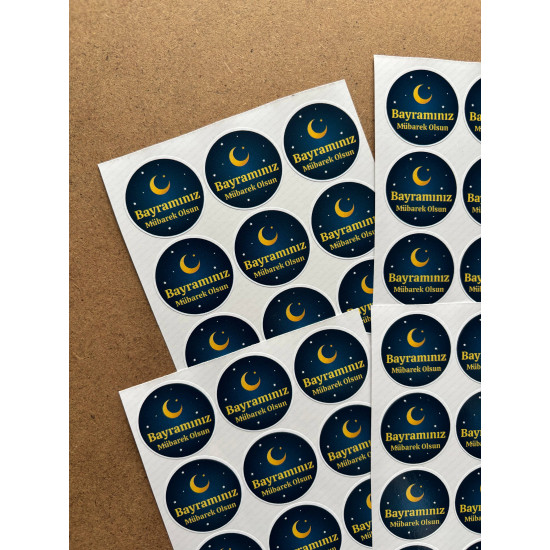 Bayramınız Mübarek Olsun Sticker 126 Adet 3 Cm Kargo Ambala Etiketi Hediyelik Paketleme Süsleme