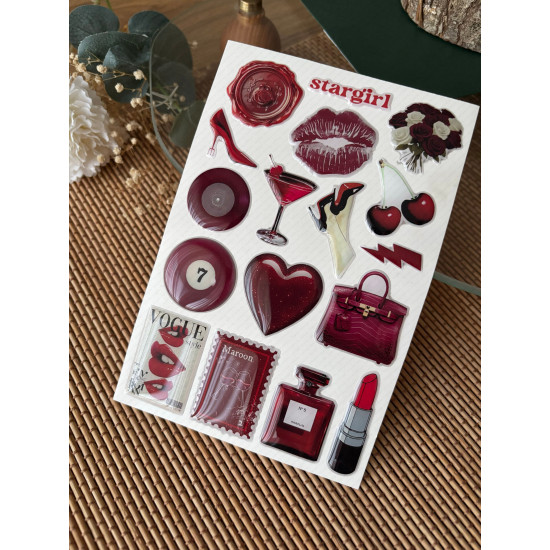Bordo Premium 3D Görünümlü Göz Alıcı Parlak Kabartmalı Sticker Seti - Telefon Kılıfı, Red, Etiket Bordo Premium 3D Görünümlü Göz Alıcı Parlak Kabartmalı Sticker Seti - Telefon Kılıfı, Red, Etiket