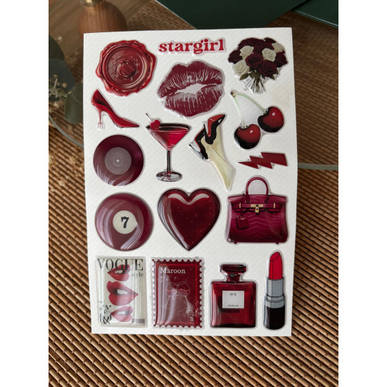 Bordo Premium 3D Görünümlü Göz Alıcı Parlak Kabartmalı Sticker Seti - Telefon Kılıfı, Red, Etiket Bordo Premium 3D Görünümlü Göz Alıcı Parlak Kabartmalı Sticker Seti - Telefon Kılıfı, Red, Etiket