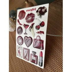 Bordo Premium 3D Görünümlü Göz Alıcı Parlak Kabartmalı Sticker Seti - Telefon Kılıfı, Red, Etiket