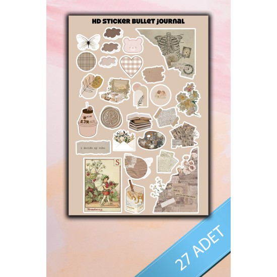 Bullet Journal - Ajanda - Planner - Defter - Laptop Etiket Sticker Seti Mini 27 Adet P12