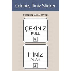 Çekiniz İtiniz Kapı Uyarı Sticker Seti – Yönlendirme Etiketi