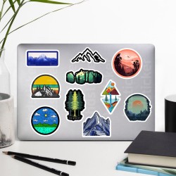 Doğa Dağ Travel Gezi Kamp Temalı Laptop Notebook Tablet Etiket Sticker Set P1