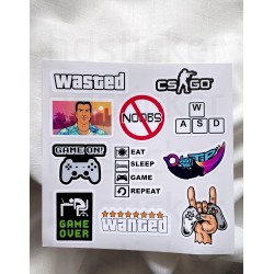 Gamer Oyuncu Oyun Laptop Notebook Tablet Etiket Sticker Set P6