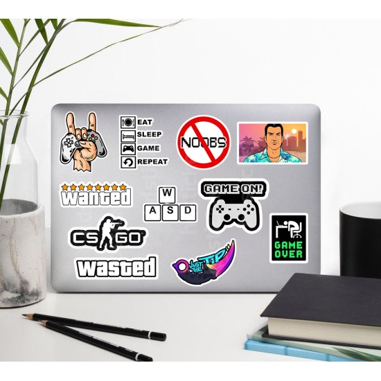 Gamer Oyuncu Oyun Laptop Notebook Tablet Etiket Sticker Set P6