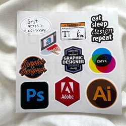 Grafik Tasarım Çizim Designer Temalı Sanat Laptop Notebook Tablet Etiket Sticker Set P1