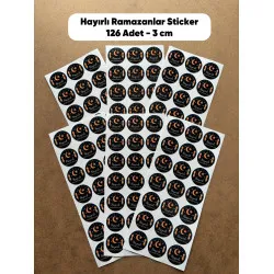 Hayırlı Ramazanlar Sticker 126 Adet 3 Cm Firma Kargo Ambalaj Etiketi Hediyelik Paketleme Süsü