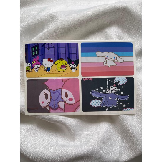 Hello Kitty Temalı Kart Kaplama Sticker Kart Etiketi Paket 1 (4 Adet)