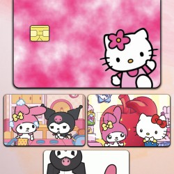 Hello Kitty Temalı Kart Kaplama Sticker Kart Etiketi Paket 2 (4 Adet)