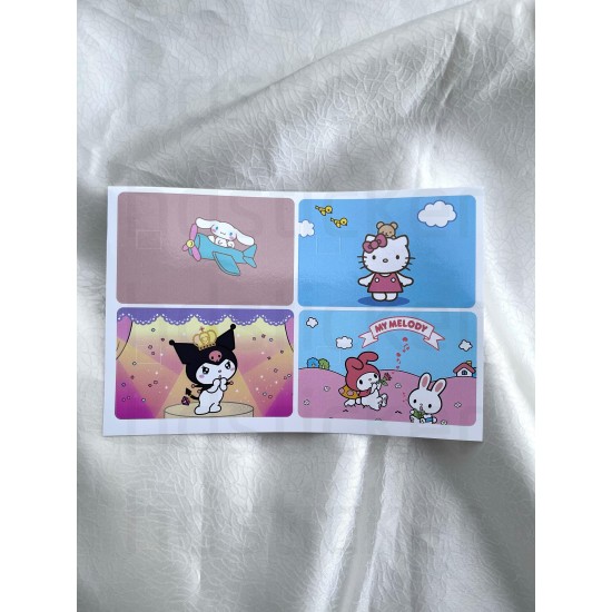 Hello Kitty Temalı Kart Kaplama Sticker Kart Etiketi Paket 4 (4 Adet)