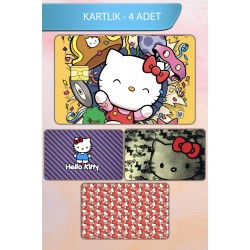 Hello Kitty Temalı Kart Kaplama Sticker Kart Etiketi Paket 5 (4 Adet)