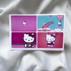 Hello Kitty Temalı Kart Kaplama Sticker Kart Etiketi Paket 7 (4 Adet)