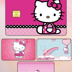 Hello Kitty Temalı Kart Kaplama Sticker Kart Etiketi Paket 7 (4 Adet)