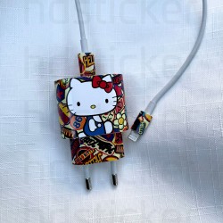 iPhone 20W Uyumlu Şarj Aleti Kaplaması - Hello Kitty Temalı Full Kaplama Sticker 5 Parça P2