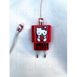 iPhone 20W Uyumlu Şarj Aleti Kaplaması - Hello Kitty Temalı Full Kaplama Sticker 5 Parça P3