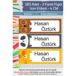 İsme Özel Okul Etiketi Kalem Defter Etiketi Özel İsim Yazılabilen Sticker Etiket 180 Adet P14
