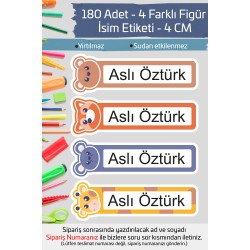 İsme Özel Okul Etiketi Kalem Defter Etiketi Özel İsim Yazılabilen Sticker Etiket 180 Adet P15