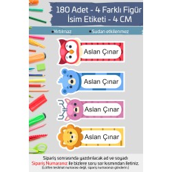 İsme Özel Okul Etiketi Kalem Defter Etiketi Özel İsim Yazılabilen Sticker Etiket 180 Adet P2