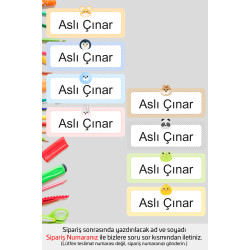 İsme Özel Okul Etiketi Kalem Defter Etiketi Özel İsim Yazılabilen Sticker Etiket 192 Adet P10