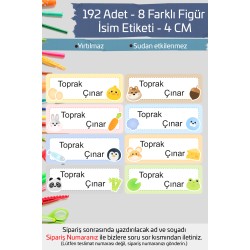 İsme Özel Okul Etiketi Kalem Defter Etiketi Özel İsim Yazılabilen Sticker Etiket 192 Adet P7