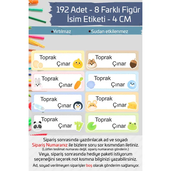 İsme Özel Okul Etiketi Kalem Defter Etiketi Özel İsim Yazılabilen Sticker Etiket 192 Adet P7 İsme Özel Okul Etiketi Kalem Defter Etiketi Özel İsim Yazılabilen Sticker Etiket 192 Adet P7