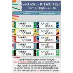 İsme Özel Okul Etiketi Kalem Defter Etiketi Özel İsim Yazılabilen Sticker Etiket 240 Adet P20