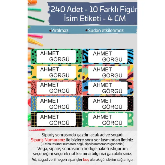 İsme Özel Okul Etiketi Kalem Defter Etiketi Özel İsim Yazılabilen Sticker Etiket 240 Adet P20 İsme Özel Okul Etiketi Kalem Defter Etiketi Özel İsim Yazılabilen Sticker Etiket 240 Adet P20