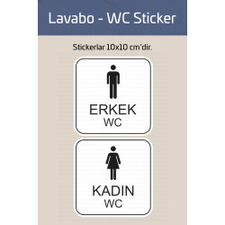 Kadın Erkek WC Kapı Sticker Seti - 10 cm Tuvalet Giriş Etiketi, Yapışkanlı Figür Çıkartma