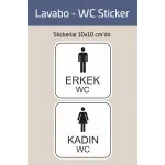 Kadın Erkek WC Kapı Sticker Seti - 10 cm Tuvalet Giriş Etiketi, Yapışkanlı Figür Çıkartma
