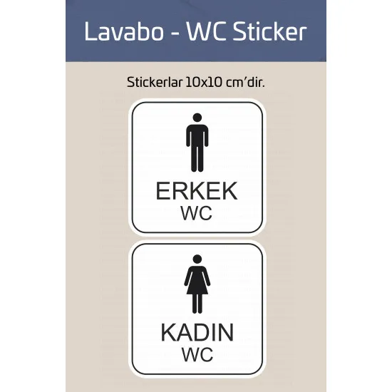 Kadın Erkek WC Kapı Sticker Seti - 10 cm Tuvalet Giriş Etiketi, Yapışkanlı Figür Çıkartma