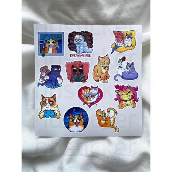 Sevimli Kedi Kediler Hayvan Cute Sweet Temalı Laptop Notebook Tablet Etiket Sticker Seti P1