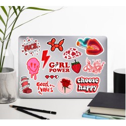 Vsco Kırmızı Temalı Motivasyon Ajanda Çıkartma Laptop Valiz Tablet Notebook Etiket Sticker Seti P1