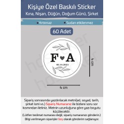 Kişiye Özel Kına Nişan Söz Nikah Düğün Sünnet Bride Bebek Firma Etiket Sticker 60 Adet 4 cm P10