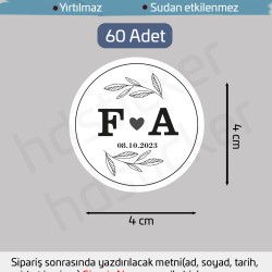 Kişiye Özel Kına Nişan Söz Nikah Düğün Sünnet Bride Bebek Firma Etiket Sticker 60 Adet 4 cm P10