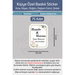 Kişiye Özel Kına Nişan Söz Nikah Düğün Sünnet Bride Bebek Firma Etiket Sticker Hediye Çikolata 14