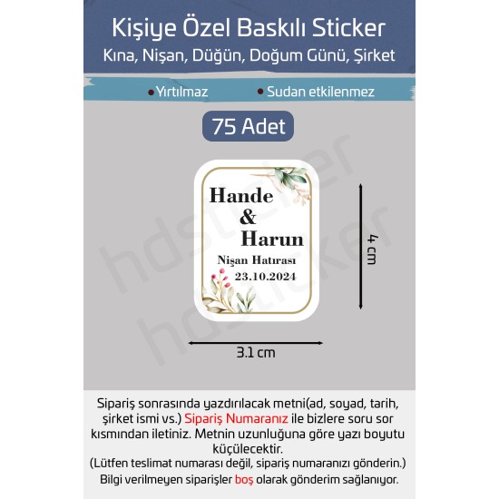 Kişiye Özel Kına Nişan Söz Nikah Düğün Sünnet Bride Bebek Firma Etiket Sticker Hediye Çikolata 14