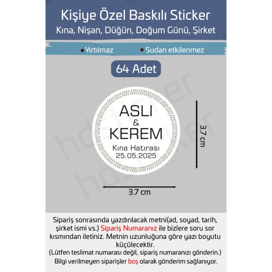 Kişiye Özel Kına Nişan Söz Nikah Düğün Sünnet Bride Bebek Firma Etiket Sticker Hediye Çikolata 25