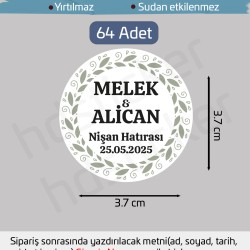 Kişiye Özel Kına Nişan Söz Nikah Düğün Sünnet Bride Bebek Firma Etiket Sticker Hediye Çikolata 30