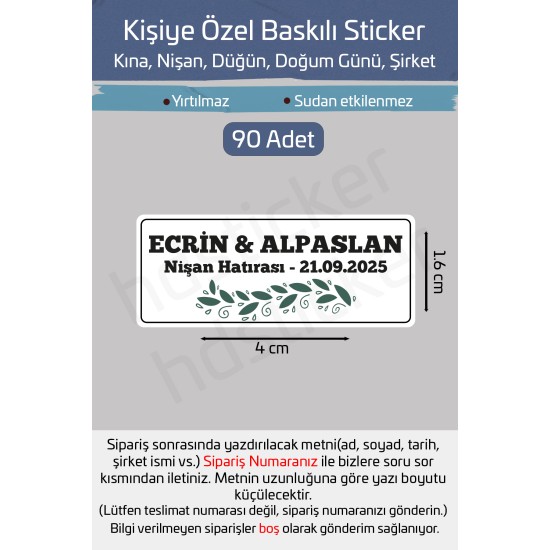 Kişiye Özel Kına Nişan Söz Nikah Düğün Sünnet Bride Bebek Firma Etiket Sticker Hediye Çikolata 33