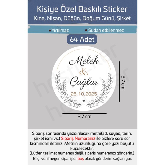 Kişiye Özel Kına Nişan Söz Nikah Düğün Sünnet Bride Bebek Firma Etiket Sticker Hediye Çikolata 39