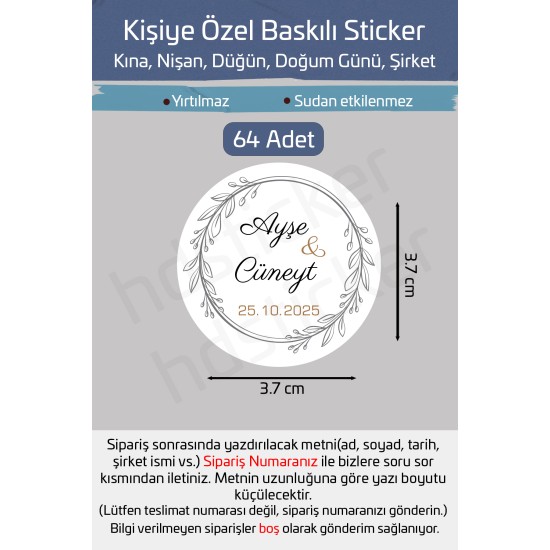 Kişiye Özel Kına Nişan Söz Nikah Düğün Sünnet Bride Bebek Firma Etiket Sticker Hediye Çikolata 40