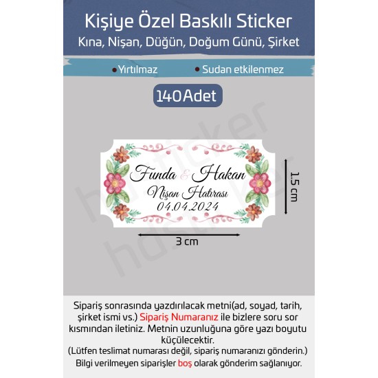 Kişiye Özel Kına Nişan Söz Nikah Düğün Sünnet Bride Bebek Firma Etiket Sticker Hediye Çikolata 46