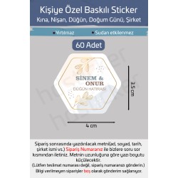 Kişiye Özel Kına Nişan Söz Nikah Düğün Sünnet Bride Etiket Sticker 60 Adet 4 cm P1