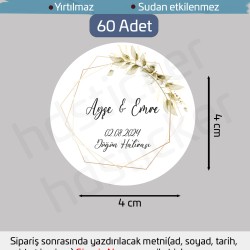 Kişiye Özel Kına Nişan Söz Nikah Düğün Sünnet Bride Etiket Sticker 60 Adet 4 cm P2
