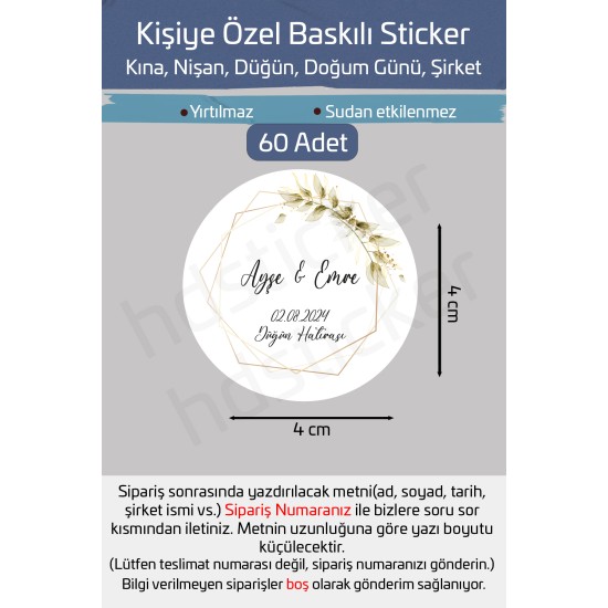 Kişiye Özel Kına Nişan Söz Nikah Düğün Sünnet Bride Etiket Sticker 60 Adet 4 cm P2 Kişiye Özel Kına Nişan Söz Nikah Düğün Sünnet Bride Etiket Sticker 60 Adet 4 cm P2