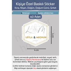 Kişiye Özel Kına Nişan Söz Nikah Düğün Sünnet Bride Etiket Sticker 60 Adet 4 cm P3