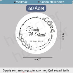 Kişiye Özel Kına Nişan Söz Nikah Düğün Sünnet Bride Etiket Sticker 60 Adet 4 cm P4