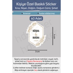 Kişiye Özel Kına Nişan Söz Nikah Düğün Sünnet Bride Etiket Sticker 60 Adet 4 cm P6