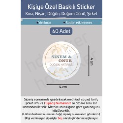 Kişiye Özel Kına Nişan Söz Nikah Düğün Sünnet Bride Etiket Sticker 60 Adet 4 cm P7